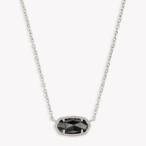 Kendra Scott Elisa Silver Pendant Necklace - Black Opaque Glass